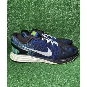 Nike Lunarglide 7 Flyknit Black Blue Running Shoe Athletic Sneakers Mens Size 11